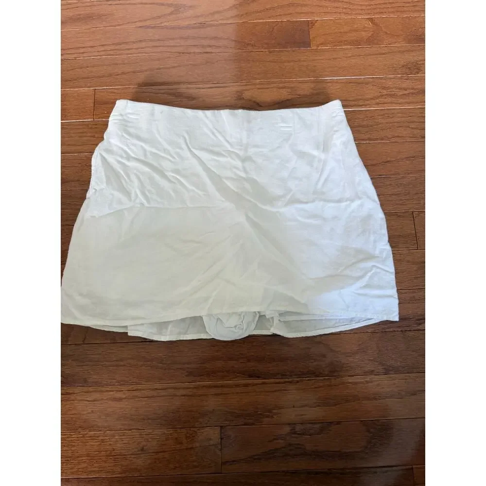 Show Me Your MuMu | White All Night Skort Linen Blend Preppy Summer Basic Sz S